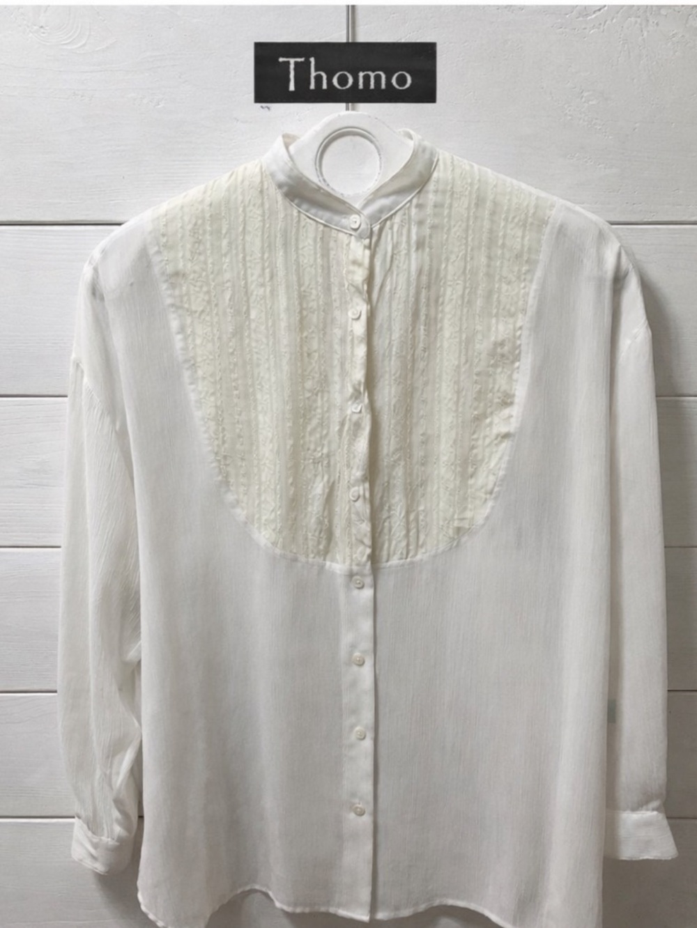 THOMO  cream Sheer Silk Blouse Size S